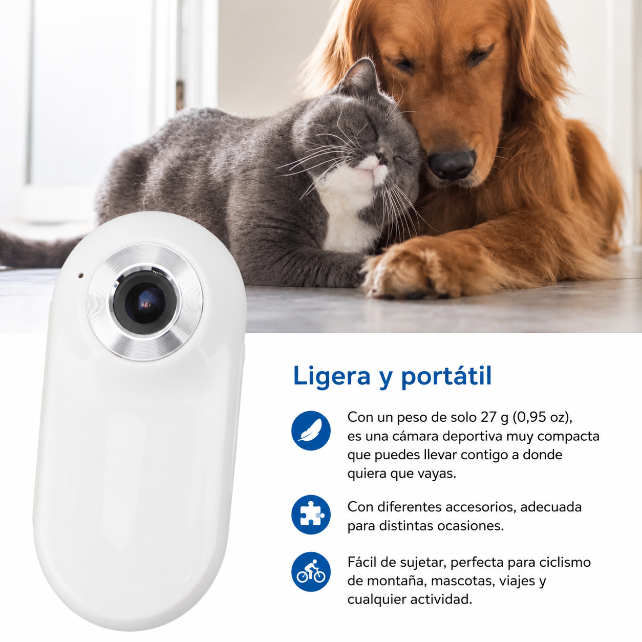 Collar con Cámara HD 1080P 170° para Perros y Gatos