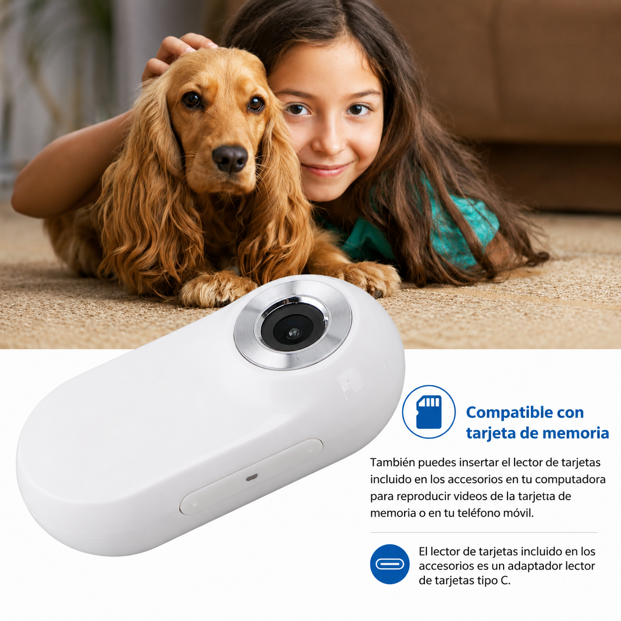 Collar con Cámara HD 1080P 170° para Perros y Gatos